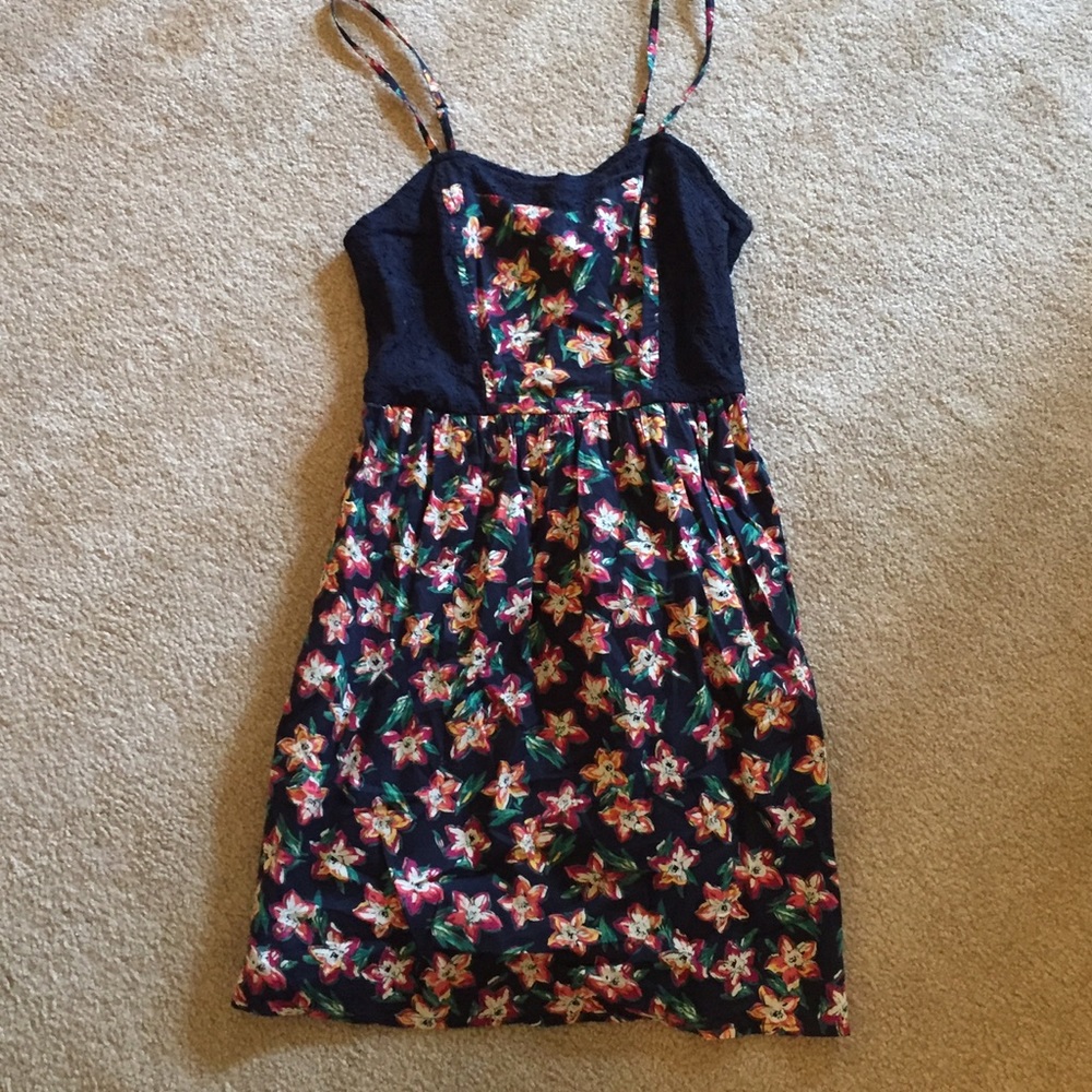 Delia's Black and Res Floral Lace Dress