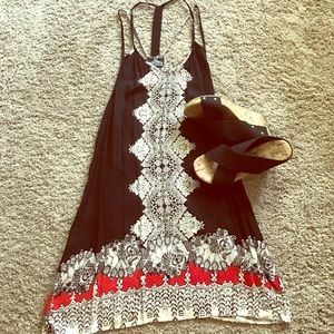 little black dress with bold print