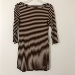 Camel and black striped dress