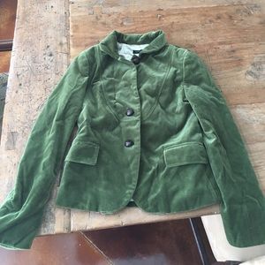 Green velvet J Crew coat