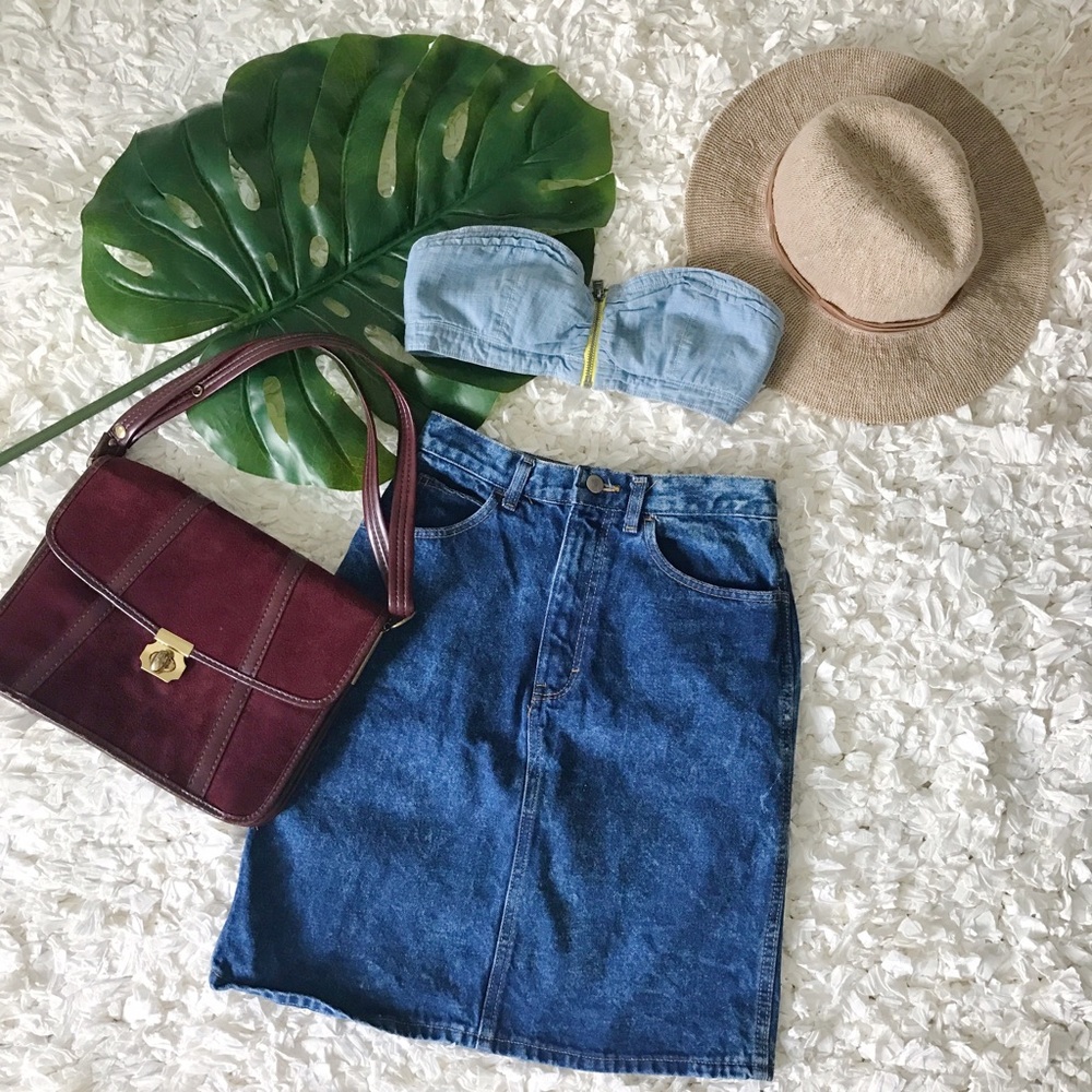 Zipped Front Chambray Bra Top