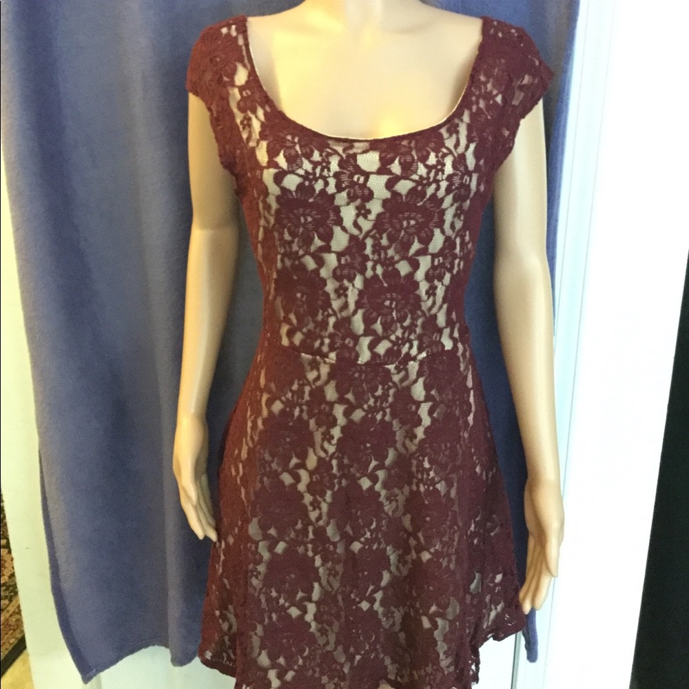 NWT Burgundy and tan Lace Dress