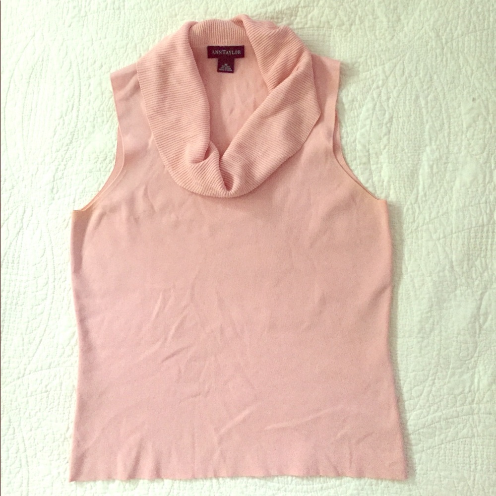 Ann Taylor Pink Silk Cowl Neck Tank