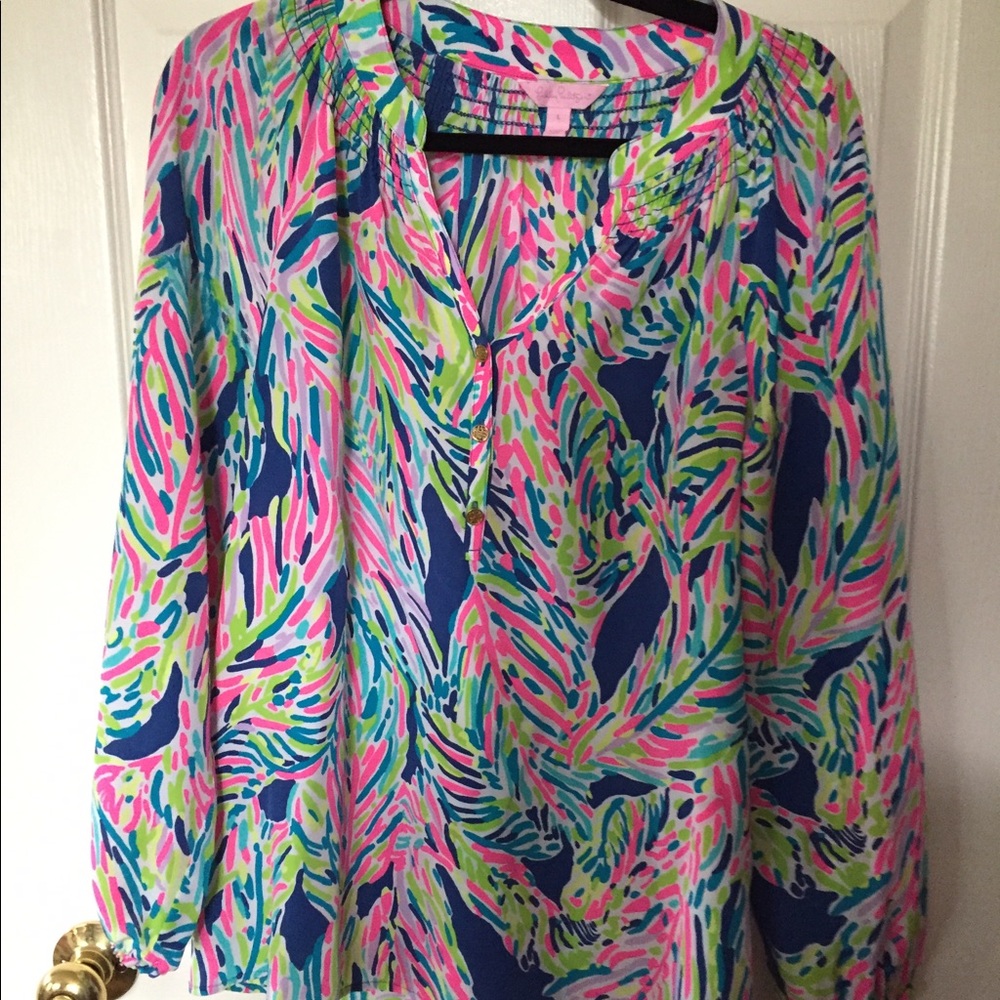 Lilly Pulitzer Elsa Blouse in Palm Reader