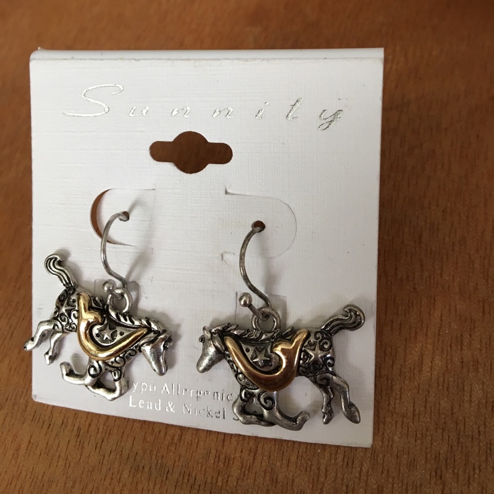Metal decorative horse earrings western style