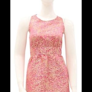 J. Crew Collection Pink/Gold Jacquard Dress