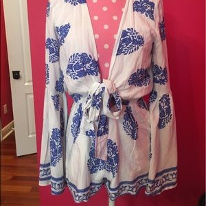 Loveriche blue and white on trend floral romper