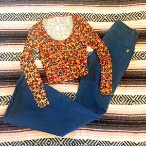 American Apparel Reed Floral Psychedelic Crop Top