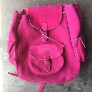 Fuchsia/ Pink Suede Backpack!