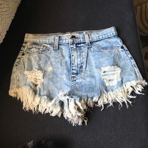 Denim high waisted shorts