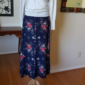 Floral spring front button skirt