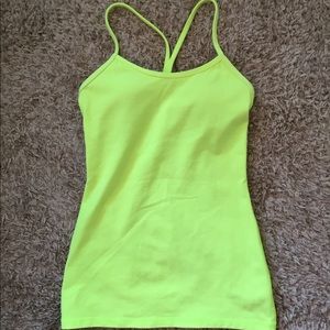 Lululemon Power Y NEON Green/Yellow tank - Size 4