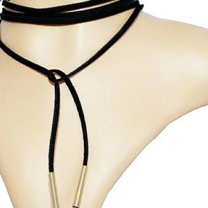 Black Leather Rope w/Gold Choker