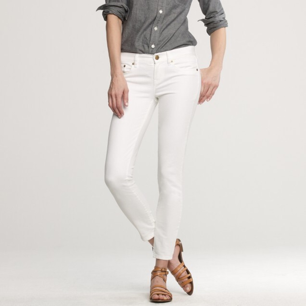 J.Crew Ankle Stretch Toothpick Jeans in a White