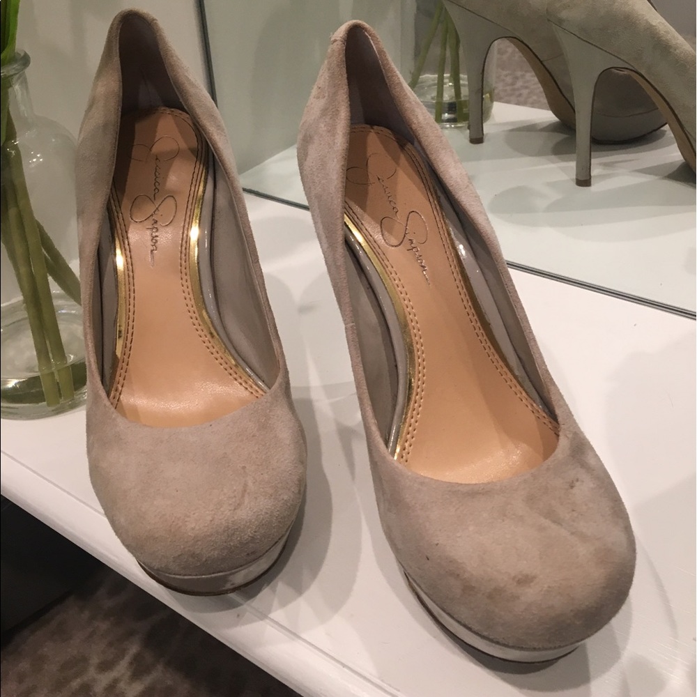 Jessica Simpson suede and patent pumps