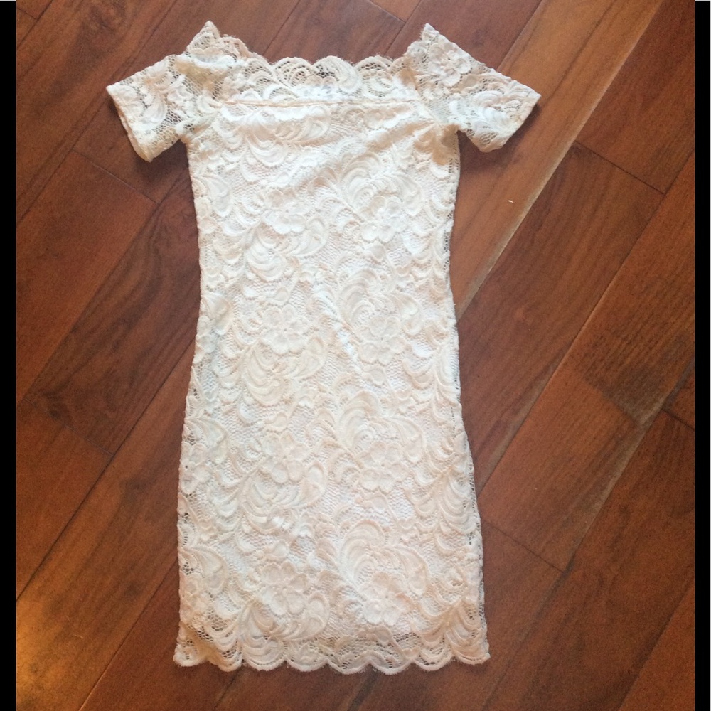 White off the shoulder mini dress