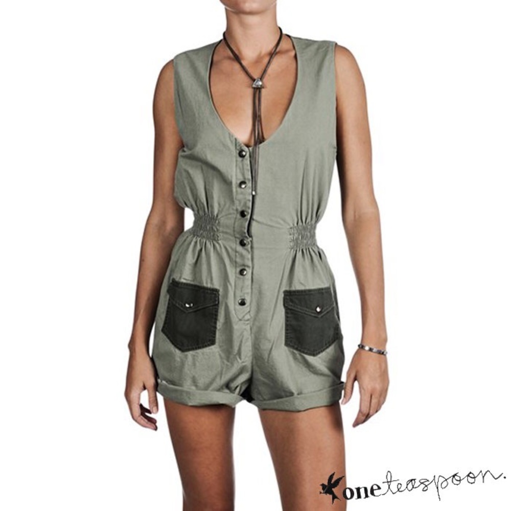 One Teaspoon - Buck Jones - Olive Khaki Romper