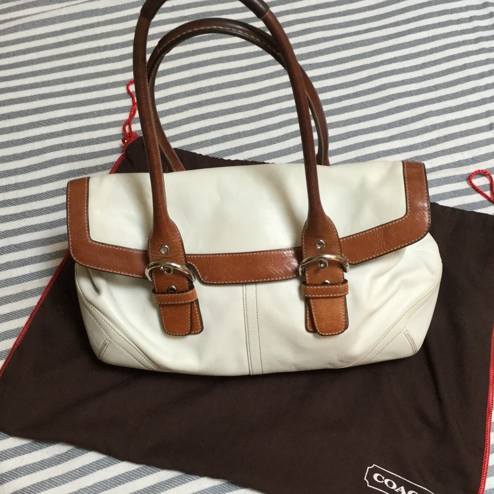 All leather Coach soho flap satchel handbag
