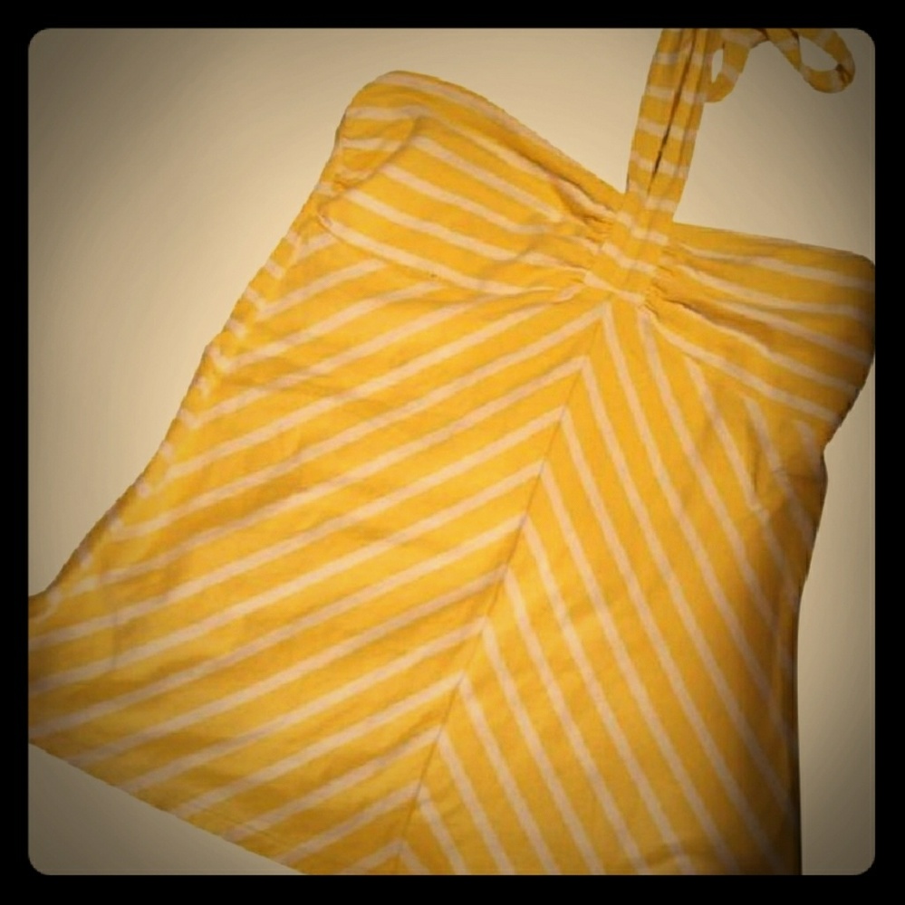 Ann Taylor Loft - Striped, yellow halter top/tank