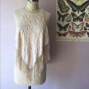 Gorgeous embroidered and fringed top