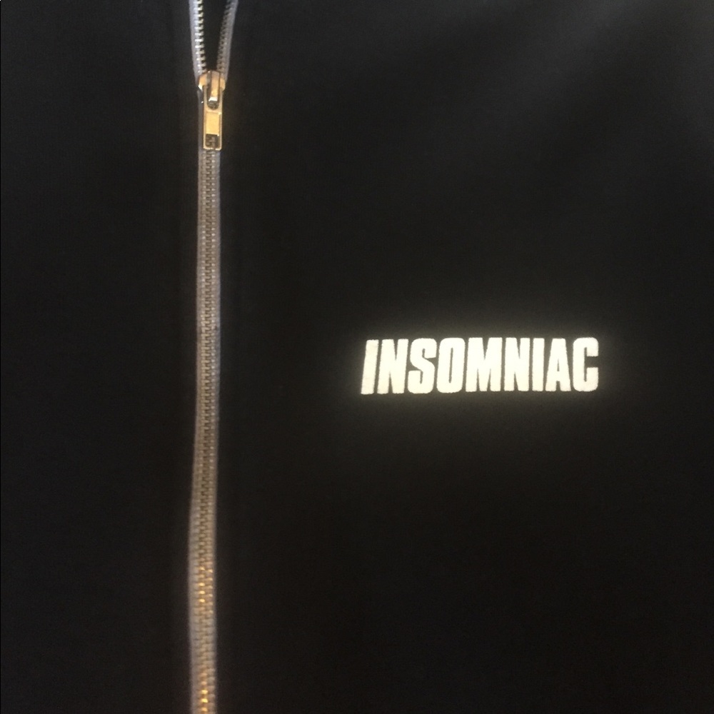 Black INSOMNIAC zip up hoodie sweater Size Large