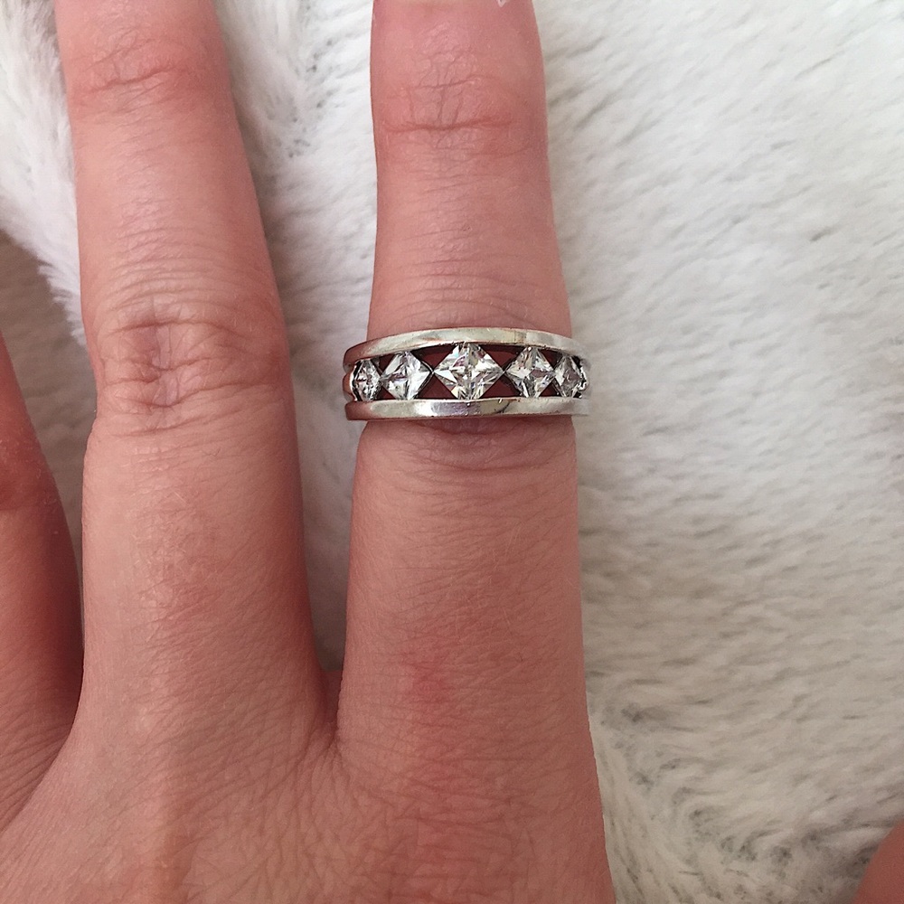 Vintage Silver Stone Accent Diamond Ring