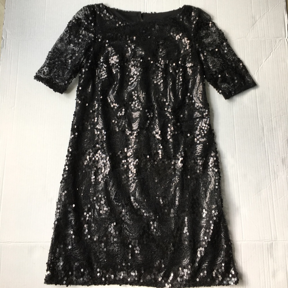 Black sequin shift dress sz 2