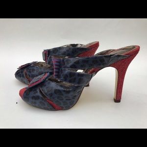 Poetic Licence blue leopard open toe heel