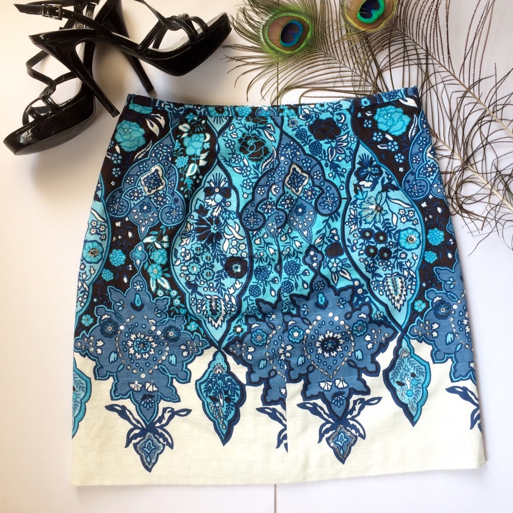 Ann Taylor Sequin Embellished A-Line Skirt.