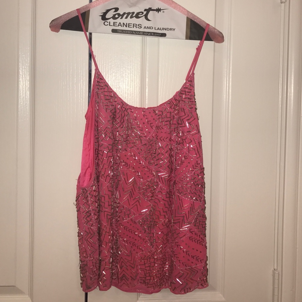 Pink hand beaded silk top from Neiman's