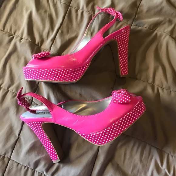 miss bisou Shoes - Miss Bisou Pink Spotted Heels