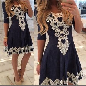 Navy blue, lace detail dress