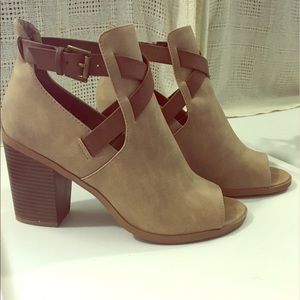 Buckled Cut-Out Peep Toe Booties
