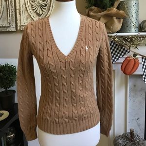 Ralph Lauren Sport Tan Cable Knit Sweater