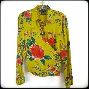 Spenser Jeremy silk floral wrap blouse EUC