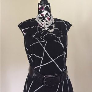 Black and white easy care dress