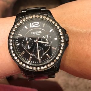 Black ceramic fossil watch
