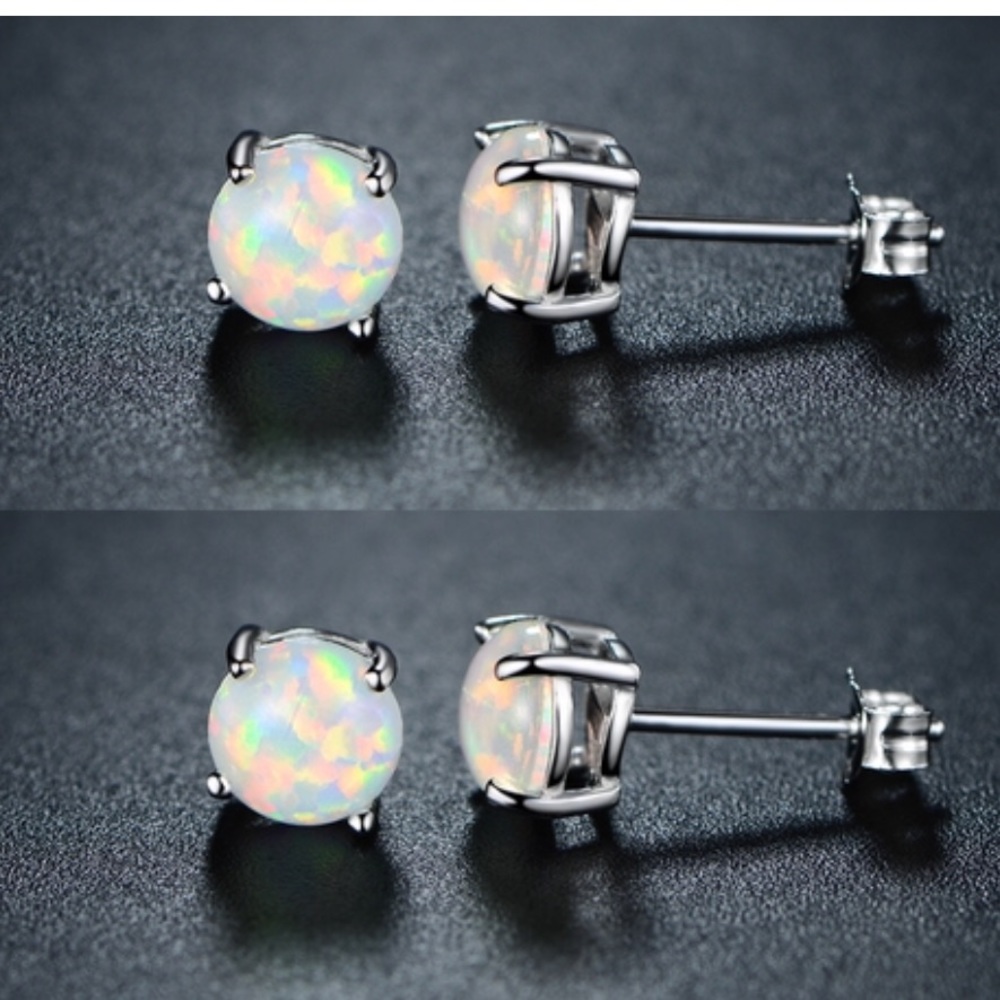 White Opal Studs