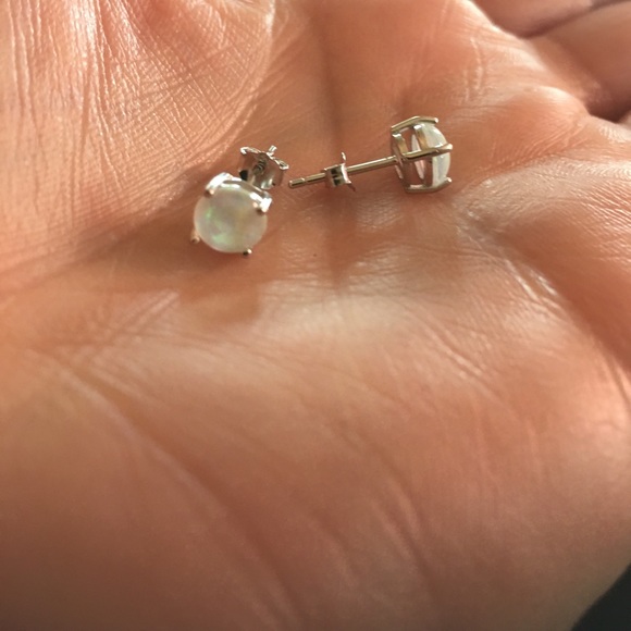 White Opal Studs - Picture 2 of 4