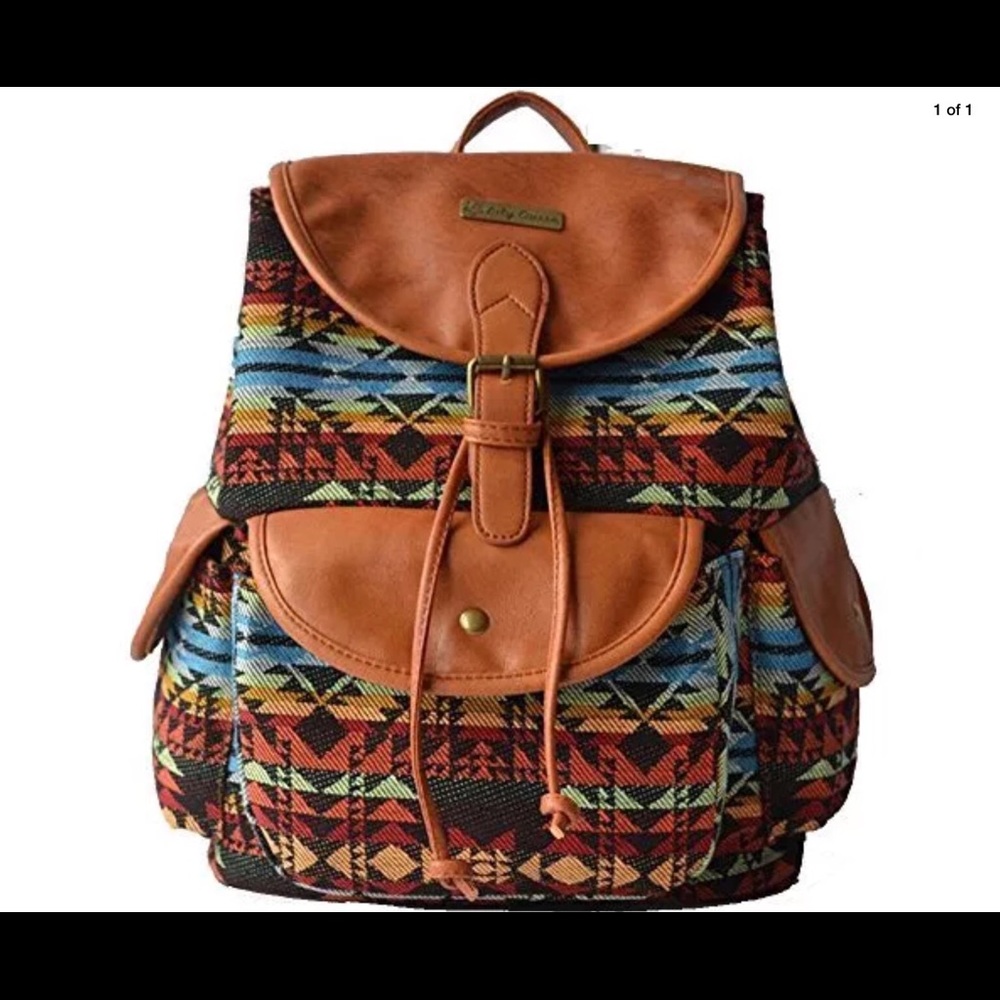 Faux leather tribal mini backpack