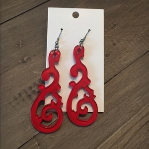 Red Scroll Earrings