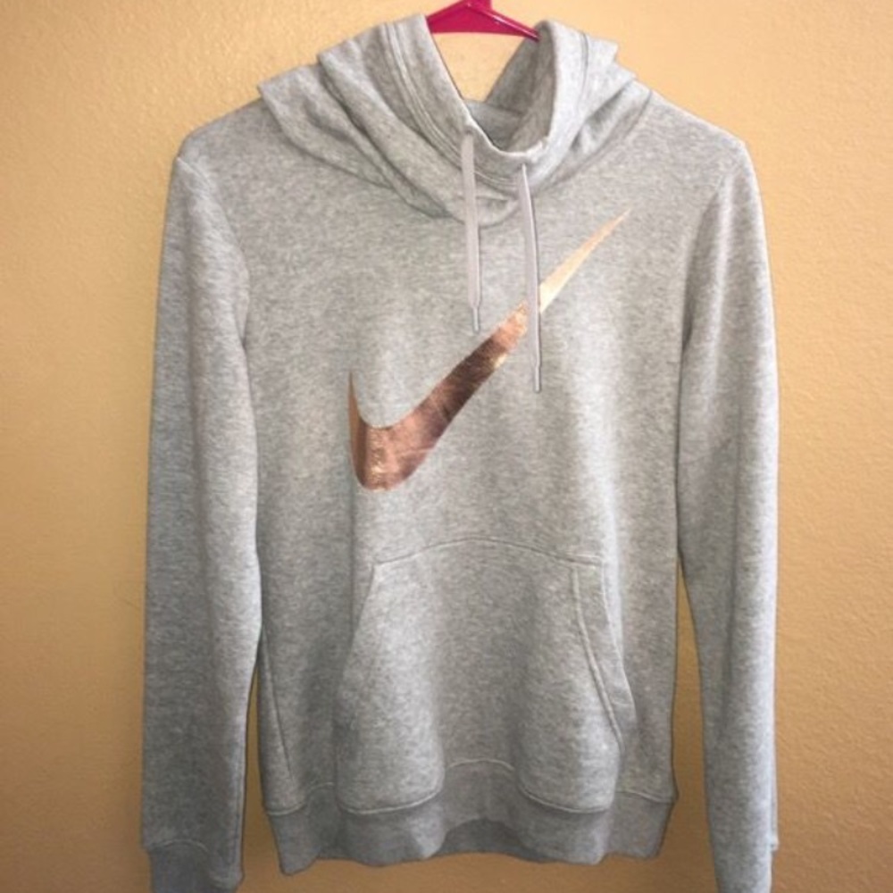 Nike cowl neck hoodie gray rose gold