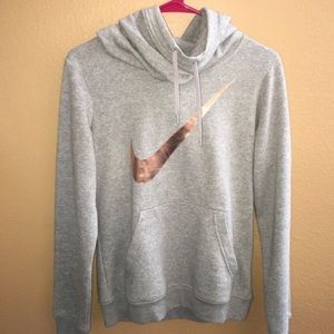 Nike cowl neck hoodie gray rose gold