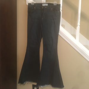 Free people flare legged blue jeans