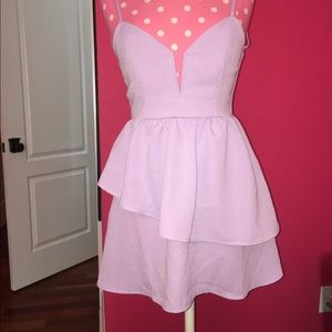 Lavender v neck open back dress