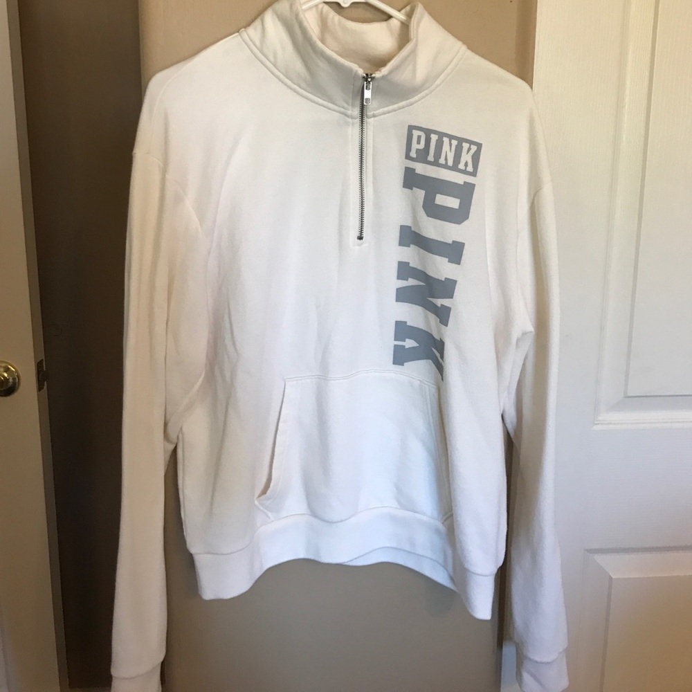 White VS PINK quarter zip sweatshirt