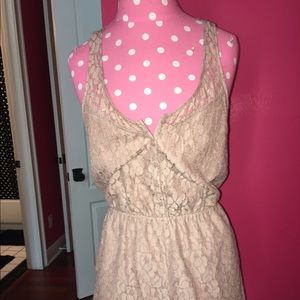 Beige lacy romper