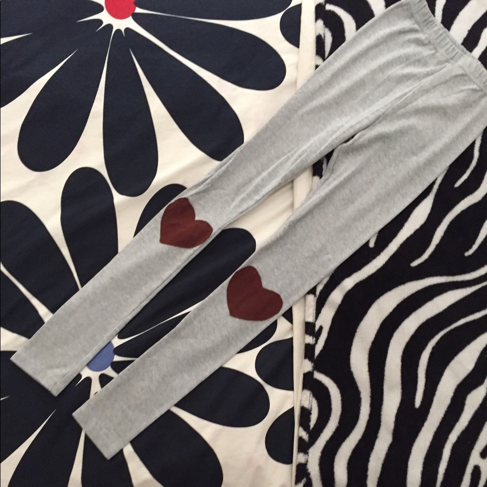 Grey Heart Knee Leggings Size XS