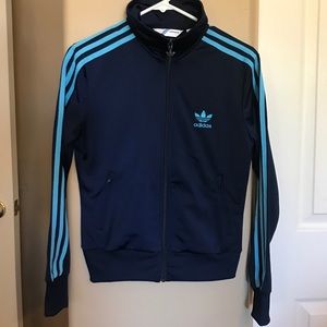 Navy blue adidas originals zip up jacket
