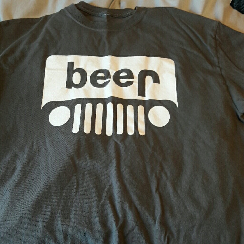 Beer / jeep gray shirt